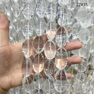 Makrodetail natürlicher Brasilien Bergkristall Perlen oval 22x35mm für DIY Schmuckdesign