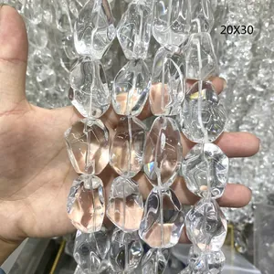 Natural Brazilian clear quartz irregular faceted nugget beads for DIY jewelry making