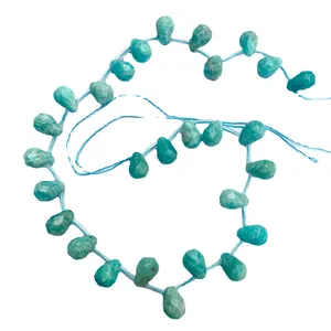 Faceted natural blue-green teardrop crystal loose beads for DIY jewelry making