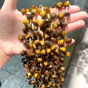 Faceted teardrop natural tiger eye stone beads for DIY earring and bracelet jewelry making