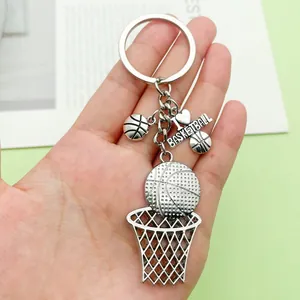 Hip-Hop Sports Alloy Keychain Basketball Hoop Soccer Baseball Volleyball Rugby Pendant Keychain For Sports Fans Creative Bag Ornaments Gift