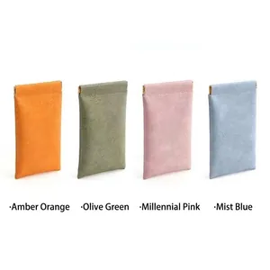 Portable sunglasses storage pouches with automatic closure in four stylish colors