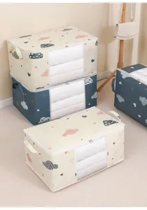 Vue détaillée des sacs de rangement de couette à motif nuage avec fenêtre transparente