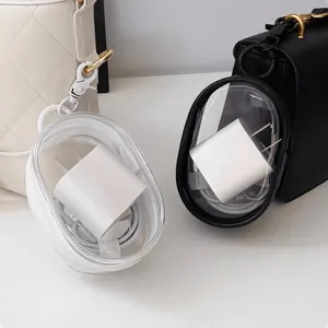 Transparent portable electronic accessory pouch for cables and chargers on bags