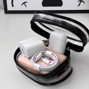 Portable transparent waterproof digital accessory organizer bag for cables and chargers