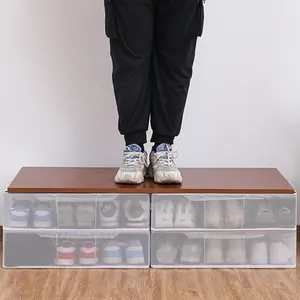 Scatola pieghevole per scarpe sotto il letto con telaio in acciaio e PVC trasparente