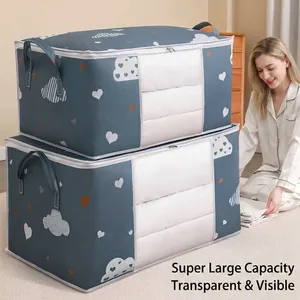 Grands sacs de rangement à motif de nuages avec fenêtres transparentes pour vêtements
