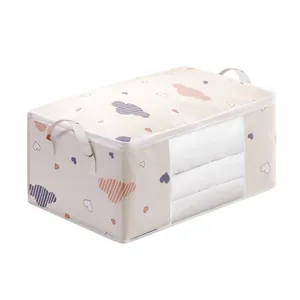 Sac de rangement pour couette à motif nuage avec fenêtre transparente et poignées