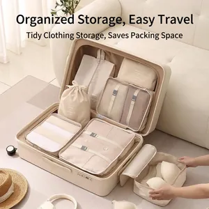 7 Pcs Travel Storage Bag Set Twill Fabric Large Capacity Foldable Packing Cubes For Clothes Shoes Toiletry Organization