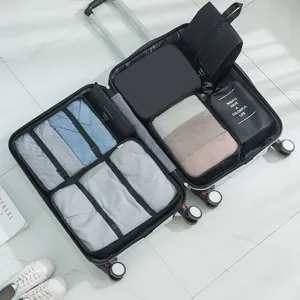 Complete 7-piece travel organizer bag set for efficient suitcase packing and storage