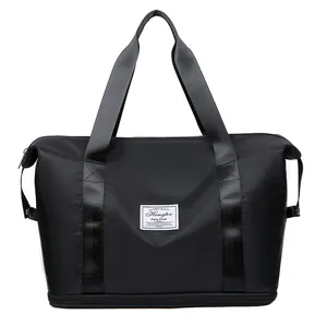 Sac de voyage noir professionnel de grande capacité avec compartiment humide/sec de sport