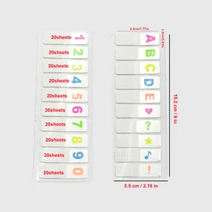 Dimensions des onglets d'index transparents avec 20 feuilles par onglet numéroté et lettré.