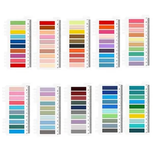 Detailed view of 100 colors Morandi index tabs featuring 14cm integrated rulers