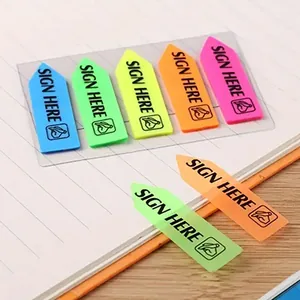 Notes Adhésives Fluorescentes en PET Multicolore Marque-Pages Flèche Sign Here Onglets d'Index Translucides Bureau Étudiant Signets