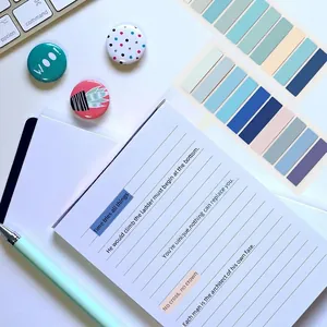 Detail of 60-color Morandi transparent index tabs used for highlighting notes