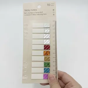 Set di 10 colori di foglietti adesivi laser glitterati con una carta righello