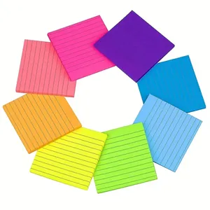 Set di foglietti adesivi fluorescenti a righe in 8 colori vivaci per ufficio