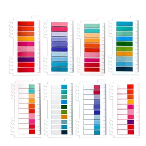 Comprehensive detail view of 80 colors transparent index tabs set with built-in ruler base