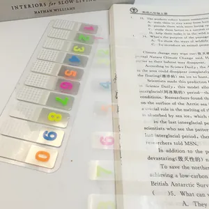 Transparante gekleurde genummerde index-tabs voor boeken en leesclassificatie