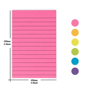 Large ruled neon sticky notes measuring 150mm by 100mm available in multiple colors
