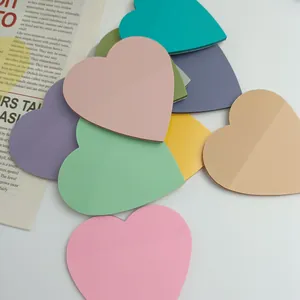 Notes Autocollantes en PET Translucide en Forme de Coeur Couleurs Morandi Blocs-notes Auto-adhésifs pour Étudiants École Bureau Papier Transparent Imperméable