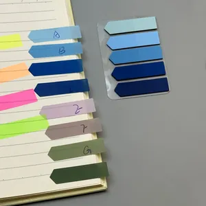 Detailed view of Morandi PET index tabs used on notebook pages for organized labeling
