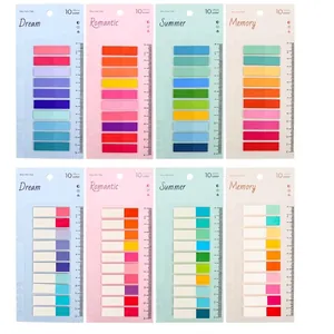 Transparent Sticky Index Tabs Multicolor PET Waterproof Page Markers With Ruler Base For Student Reading Bookmarks Office School Supplies