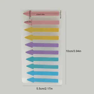 Colorful Morandi arrow index tabs set with detailed dimensions 10cm by 5.5cm for office