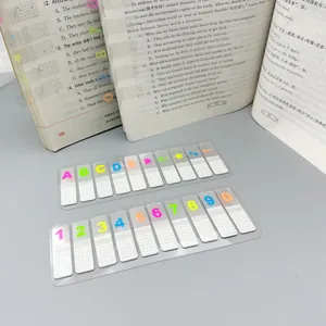 Kleurrijke Transparante Fluorescerende Zelfklevende Notities PET Waterdicht Index Tabs Nummers Alfabet Bladwijzers