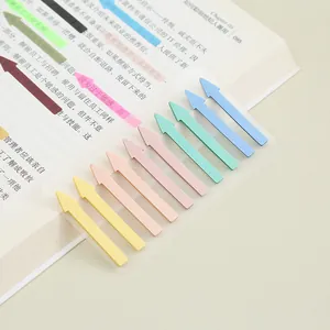 Close-up of Morandi color arrow index stickers on a book page for reading notes