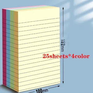 Large lined colorful sticky notes 152x100mm pad for office and school study use