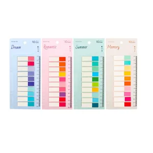 Set of 4 colorful sticky index tabs for students, 200 sheets transparent bookmarks