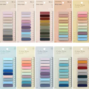 Morandi Color PET Transparent Sticky Notes Integrated Ruler Loose-Leaf Index Tabs For Students School Office Supplies