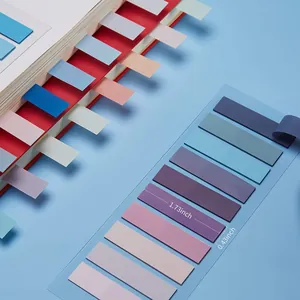 Macro view of colorful translucent index tabs with 1.73 x 0.43 inch size markings