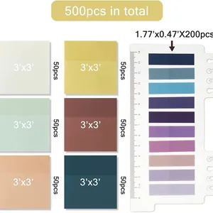 Set de 500 notas adhesivas de colores con blocs de 3x3 pulgadas y pestañas índice
