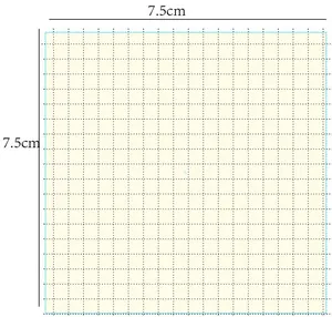Foglietto adesivo quadrato 7,5 cm x 7,5 cm con un motivo a griglia punteggiato chiaro.