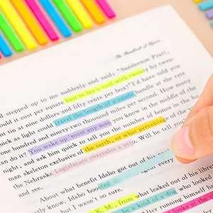 Set of translucent colorful sticky index tabs for notebook organization and reading