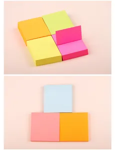 Detailed view of colorful neon 76x76mm sticky notes in various assorted bright shades