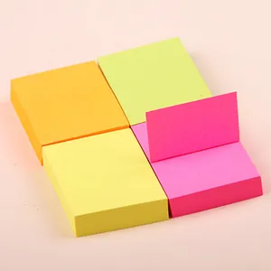 Four pack of colorful square neon sticky notes in 76x76mm for students and office