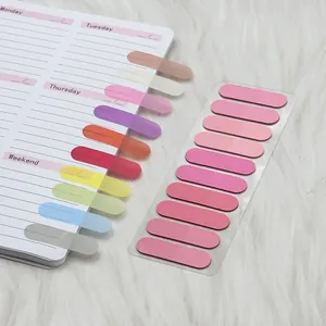 Detailed view of Morandi gradient semi-circle index tabs applied to a daily planner