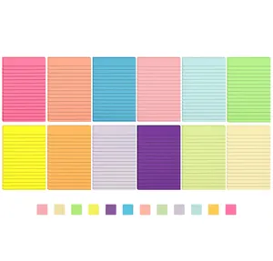 12-pack large colorful lined sticky notes for office and school organization tasks