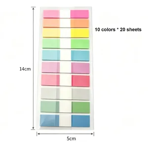 Set van 10 kleuren transparante PET index tabs en plaknotities, afmeting 14x5cm