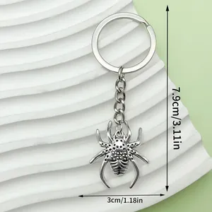 Vintage silver metal spider keychain variant, 7.9cm length, gothic gift accessory