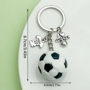 Soccer ball keychain featuring jersey and "I Love Soccer" charms, 8.7cm total length