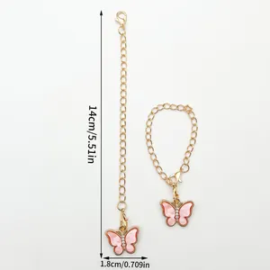 Butterfly charm accessory dimensions 14cm length and 1.8cm width in pink gold
