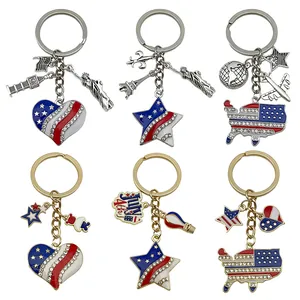 American Independence Day keychains with Statue of Liberty and July 4th charms