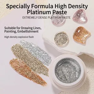 Japanese High Density Platinum Paste Nail Art Metallic Gel Polish Glitter Fine Flash For Drawing Painting Decoration