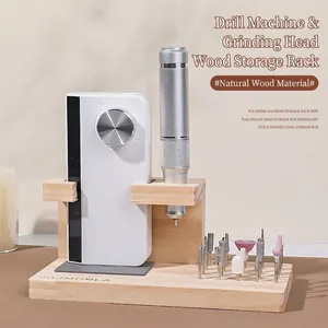 Naturholz Nagelbohrer Halter Organizer Ständer Für Elektrische Nagelbohrmaschine Handstück Aufbewahrung Maniküre Werkzeuge Display Rack