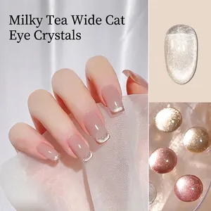 Γυαλιστικό Νυχιών Gel Crystal Cat Eye Milk Tea Nude Διαφανές Μαγνητικό Glitter UV LED Soak Off Gel Τέχνης Νυχιών