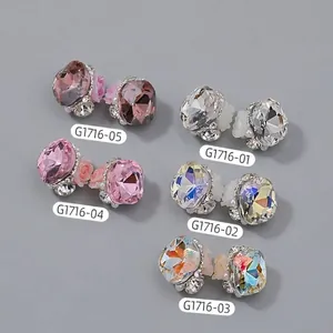 Décorations de Nail Art 3D Fat Square Brillantes Strass Cristal Rose Camélia Fleurs Nail Charms Pour Accessoires de Manucure Professionnels